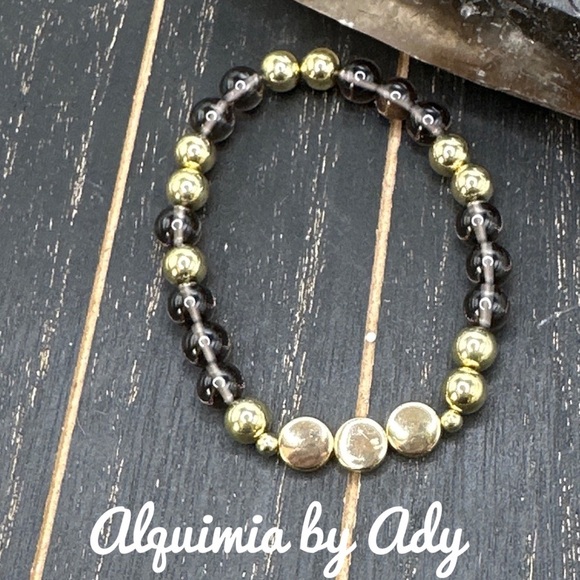 Alquimia Gold and Brown Beaded Bracelet - Picture 1 of 1